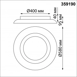 359190 OVER NT23 308 черный Светильник накладной диммируемый, в комплекте пульт ДУ IP20 LED 3000К~60