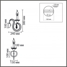 8032/1W CLASSI LN26 металл/хрусталь, хром/прозрачный Бра E14 1*40W 220V LAOKA