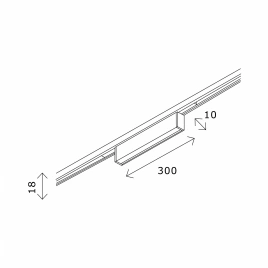 ST665.446.08 Магнитный трековый светильник Черный LED 1*8W 4000K 250Lm Ra>80 100° IP20 L300xW10xH18