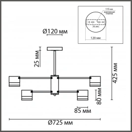 8240/6C COMFI LN25 197 черный/латунь, металл/акрил Люстра потолочная LED GX53 6*7W 220V LANIKA