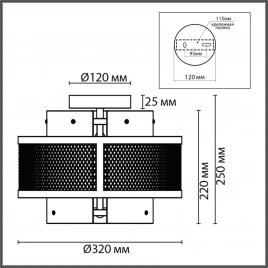 8007/3C MODERNI LN25 251 черный/черный, золотой металл/металл, стекло Потолочный светильник Е14 3*40
