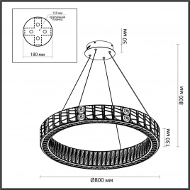 5071/100L HALL ODL24 613 золото/прозрачный/металл/хрусталь/стекло Люстра LED 80W 3700K VERSION