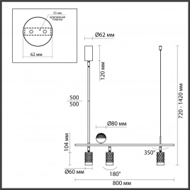 4353/36L HIGHTECH ODL23 281 античная бронза/металл Подвесной св-к IP20 LED GU10/LED 36W 520Лм AD AST