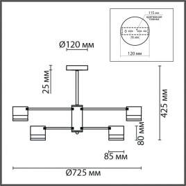 8240/8C COMFI LN25 197 черный/латунь, металл/акрил Люстра потолочная LED GX53 8*7W 220V LANIKA