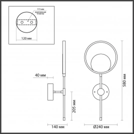 4322/15WL MIDCENT ODL22 345 металл/черный с бронзой Настенный светильник IP20 LED 15W 957Лм 3000K DE