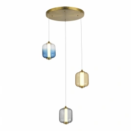 SL1193.303.03 Светильник подвесной ST-Luce Латунь/Янтарный,Дымчатый,Голубой LED 3*11,2W 3000K