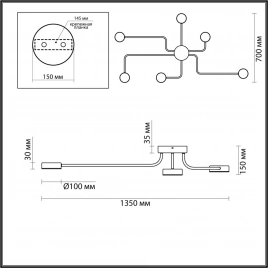 6532/99CL LEDIO LN23 220 чёрный, латунь Люстра потолочная LED 100W 3000-6000K 4547Лм 220V FLINT