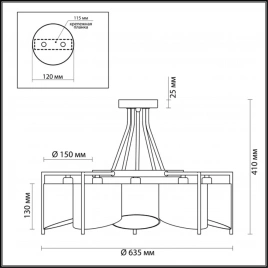 3750/5C NEOCLASSI LN19 000 коричневый Люстра потолочная E14  220V KAREN