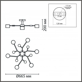 8195/7C COMFI LN25 262 белый, металл/дерево/пластик Потолочный светильник LED GX53 7*9W 220V RONDO