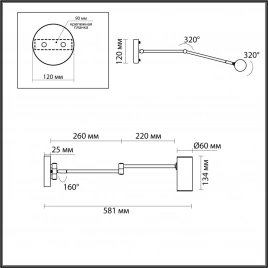 4377/1W HIGHTECH ODL23 349 золотой Настенный светильник IP20 LED E14 9W RAZIO