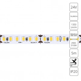 Светодиодная лента 24V 14,4W/m 3000К 5м Arte Lamp TAPE A2418008-01-3K