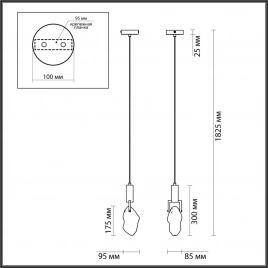6695/5L MIDCENT ODL24 339 Подвесной светильник брашир. черный/металл/стекло IP20 LED 5W 200Лм 3000K 