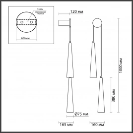 5043/24WL L-VISION ODL24 435 глянц.золото/прозрачный/металл/стекло Бра LED 24W 3000K 2536Лм LUMP