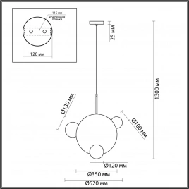 6517/1 SUSPENTIONI LN23 331 хром Подвес E27 1*60W 220V GLOW