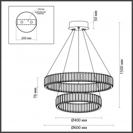 5015/60L L-VISION ODL23 607 золотой/прозрачный металл/хрусталь Люстра LED 60W 4000K 6000Лм VEKIA
