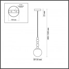 6525/1 MODERNI LN23 289 хром Подвес E14 1*40W 220V SUNDAY