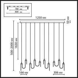 5105/52L L-VISION  ODL26 золотой брашинг/янтарный металл/стекло Люстра линейная LED x 52W 4000K FLOW