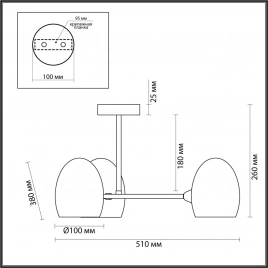6513/3C MODERNI LN23 117 чёрный Люстра потолочная E14 3*40W 220V KENDALL