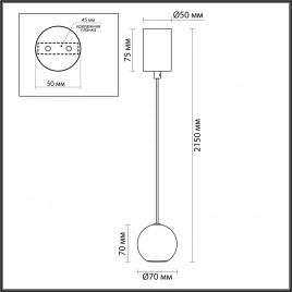 4359/5L MIDCENT ODL26 Подвесной светильник  мрамор/металл IP20 LED 5W 3000K 220V DEX