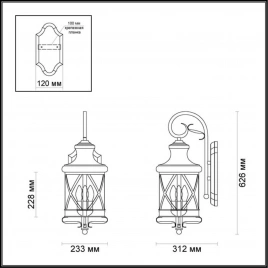 4045/3W NATURE ODL18 751 черный/зол.патина Уличный настенный светильник IP44 E14 3*60W 220V SATION