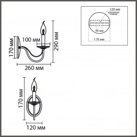 8034/1W CLASSI LN26 металл/стекло, хром/прозрачный Бра E14 1*40W 220V INCANTO