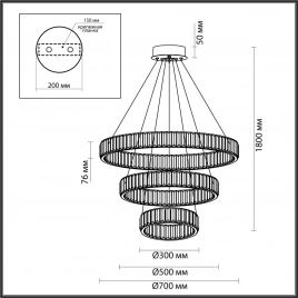 5015/88L L-VISION ODL23 607 золотой/прозрачный металл/хрусталь Люстра LED 88W 4000K 8800Лм VEKIA