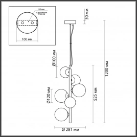 4818/6 MODERN ODL21 549 черный/прозрачный Подвес G9 6*40W TOVI