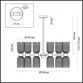 6511/12C MODERNI LN23 173  латунь Люстра потолочная E14 12*40W 220V MONROE
