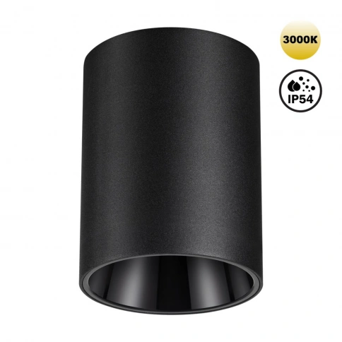 359422 OVER NT24 376 черный Светильник накладной влагозащищённый IP54 LED 15W 170-265V 3000К 1350Лм  фото 1