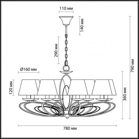 3503/8 COMFI LN18 181 хром Люстра E14 8*40W 220V NUBBIANA фото 1