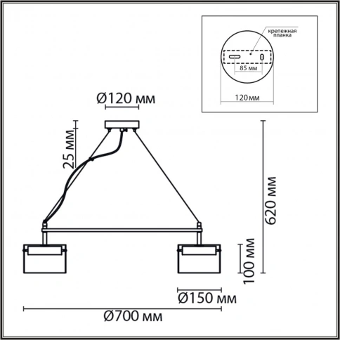 8232/6 COMFI LN25 193 черный/прозрачный, металл/стекло Светильник подвесной LED GX70 6*10W 220V NATA фото 1