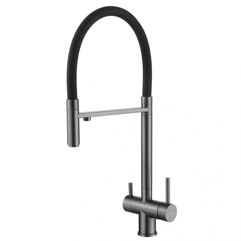 Смеситель ABBER Wasser Kreis AF81141NG для кухни с подключением фильтра и выдвижной лейкой, никель фото 1