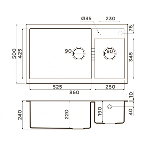 Мойка Tedori 86-2-LB-ES Tetogranit/espresso фото 2