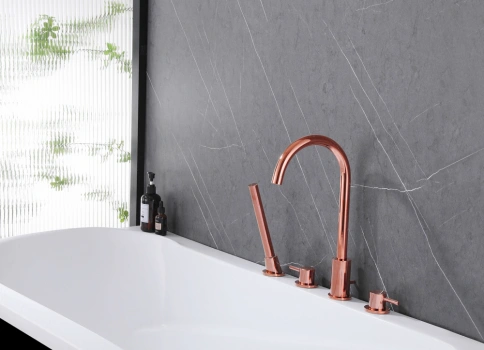 Смеситель ABBER Wasser Kreis AF8113RG на борт ванны, розовое золото фото 2