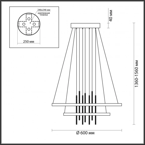 3901/63L L-VISION ODL20 377 золотистый/стекло/металл Подвесной светильник LED 4000K 63W 220V MONICA фото 1