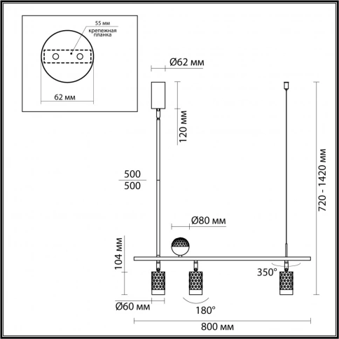 4353/36L HIGHTECH ODL23 281 античная бронза/металл Подвесной св-к IP20 LED GU10/LED 36W 520Лм AD AST фото 1