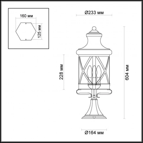 4045/3B NATURE ODL18 751 черный/зол.патина Уличный светильник на столб IP44 E14 3*60W 220V SATION фото 1
