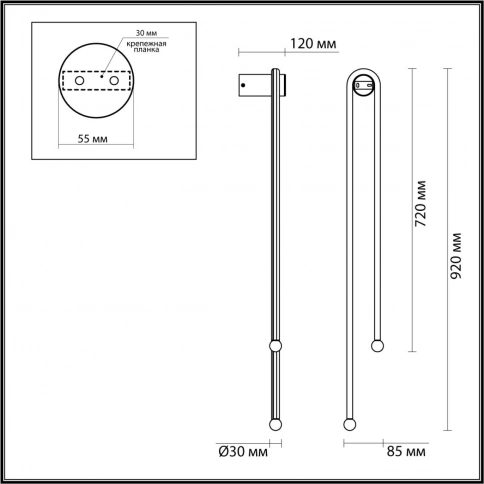6633/18WL HIGHTECH ODL24 287 металл/черный/акрил Настенный светильник IP20 LED 18W 3000K 220V MEMFI фото 1