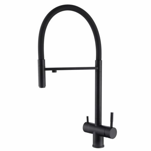 Смеситель ABBER Wasser Kreis AF81141B для кухни с подключением фильтра и выдвижной лейкой, черный ма фото 1