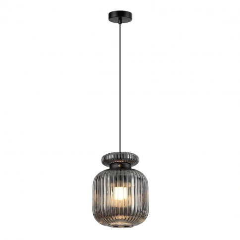 5042/1B PENDANT ODL24 445 черный/дымчатый/металл/стекло/эко.кожа Подвес E27 1*60W JUGI фото 2