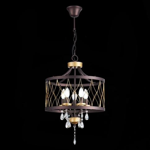 SL789.423.05 Люстра подвесная ST-Luce Темный кофе, Золото/Темный кофе, Золото, Прозрачный E14 5*60W фото 1