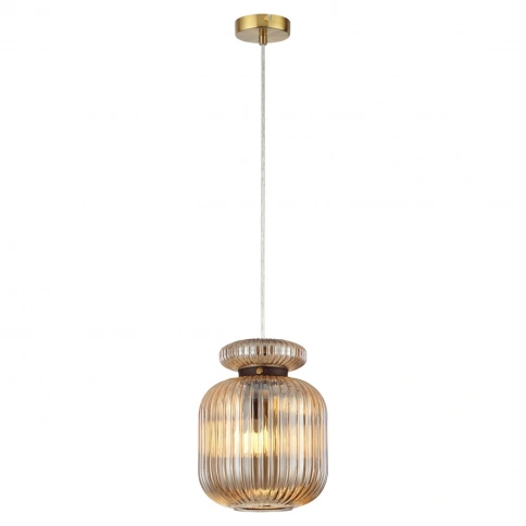 5042/1A PENDANT ODL24 445 античн.бронза/янтарный/металл/стекло/эко.кожа Подвес E27 1*60W JUGI фото 2