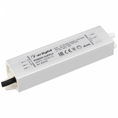 22410 Блок питания ARPV-24020-D (24V, 0.8A, 20W) (Arlight, IP67 Металл, 3 года) фото 1