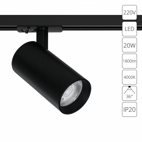 Трековый светильник Arte Lamp BENE A1947PL-1BK фото 1