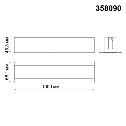 358090 PORT NT19 055 алюминий Встраиваемый профиль, длина 1м IP20 SABRO фото 2