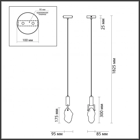 6695/5L MIDCENT ODL24 339 Подвесной светильник брашир. черный/металл/стекло IP20 LED 5W 200Лм 3000K  фото 1
