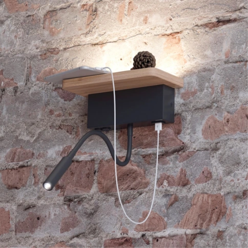 3868/8WL HIGHTECH ODL19 406 св.дерево/дерево Настен. светильник LED 8W 560Лм 3000К USB зарядка WOODY фото 2