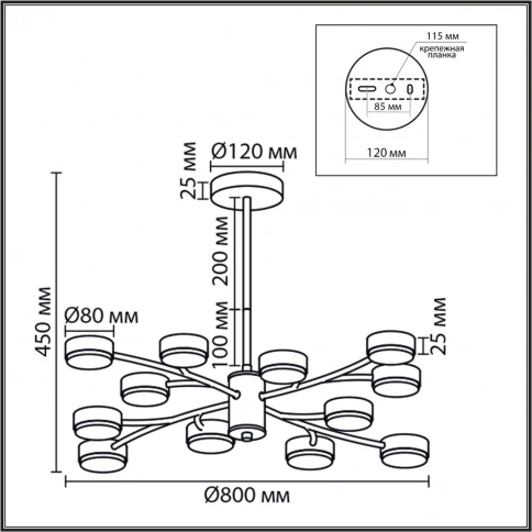 8265/12 COMFI LN26 металл, белый Люстра GX53 LED 12*7W 220V TORINA фото 1