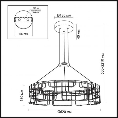 7060/44L HIGHTECH ODL26 Подвесной светильник  нерж/сталь золото IP20 LED 44W 3960Лм 3000K 220V ZAHA фото 1