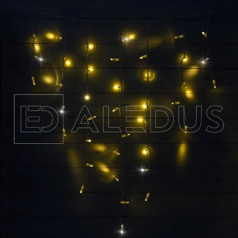 Бахрома (Айсикл) ALEDUS, 220 В, 3x0.9 м, белый провод, теплый белый, с мерцанием фото 1
